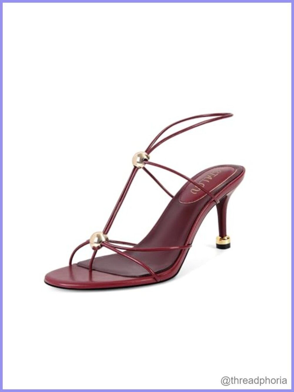 STALOV Strappy Faux Leather Heeled Sandals Round Open Toe Slingback Thong